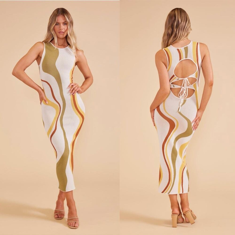 MINKPINK Ziggy Knitted Open Back Midi Dress